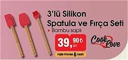 Cook Love 3'lü Silikon Spatula ve Fırça Seti Bambu Saplı image