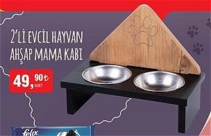 2'li Evcil Hayvan Ahşap Mama Kabı image