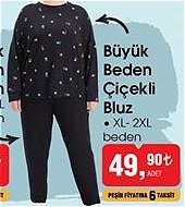 Büyük Beden Çiçekli Bluz image