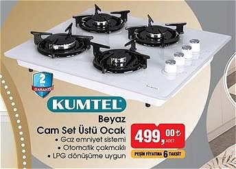 Kumtel Beyaz Cam Set Üstü Ocak image