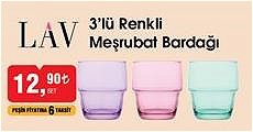 Lav 3'lü Renkli Meşrubat Bardağı image