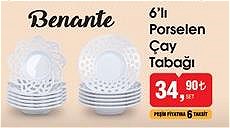 Benante 6'lı Porselen Çay Tabağı image