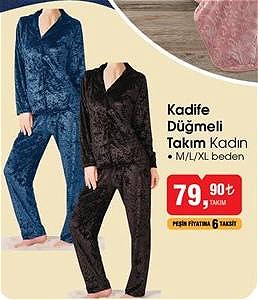 Kadife Düğmeli Takım Kadın image