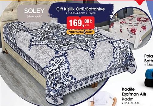 Soley Çift Kişilik Örtü/Battaniye 200x240 cm | İndirimde Market