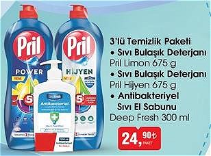 Pril Limon/Hijyen 675 g Sıvı Bulaşık Deterjanı/Deep Fresh Antibakteriyel Sıvı El image