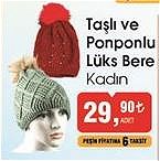 Taşlı Ponponlu Lüks Bere Kadın image