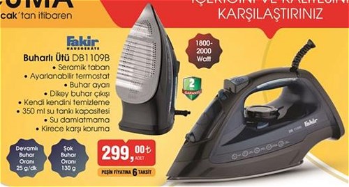 Fakir DB1109B Buharlı Ütü 1800-2000 Watt image