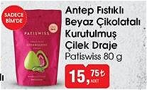 Patiswiss Antep Fıstıklı Beyaz Çikolatalı Kurutulmuş Çilek Draje 80 g image