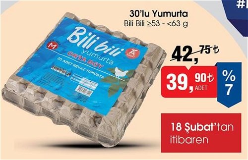 Bili Bili 53 - 63 g 30'lu Yumurta image