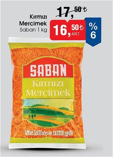 Saban 1 kg Kırmızı Mercimek image