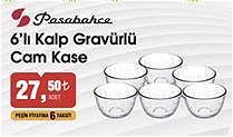 Paşabahçe 6'lı Kalp Gravürlü Cam Kase image