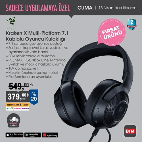 Razer Kraken X Multi-Platform 7.1 Kablolu Oyuncu Kulaklığı image