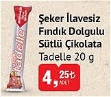 Tadelle Şeker İlavesiz Fındık Dolgulu Sütlü Çikolata 20 g image