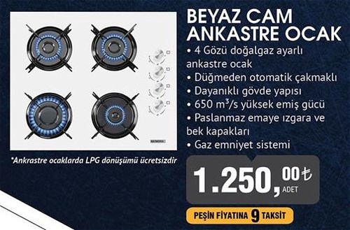 Kumtel Beyaz Cam Ankastre Ocak image