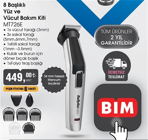 Babyliss MT726E 8 Başlıklı Yüz ve Vücut Bakım Kiti image