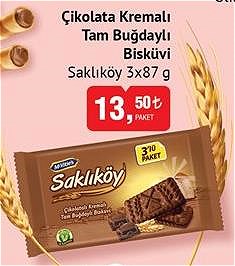 Ülker Saklıköy 3x87 g Çikolata Kremalı Tam Buğdaylı Bisküvi image