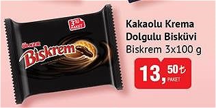 Ülker Biskrem 3x100 g Kakaolu Krema Dolgulu Bisküvi image