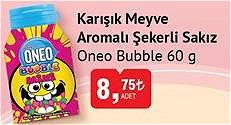 Oneo Bubble 60 g Karışık Meyve Aromalı Şekerli Sakız  image