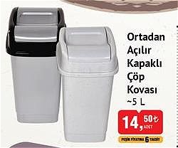 Ortadan Açılır Kapaklı Çöp Kovası 5 l image