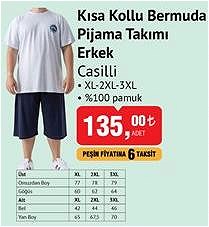 Casilli Kısa Kollu Bermuda Pijama Takımı Erkek image