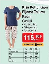 Casilli Kısa Kollu Kapri Pijama Takımı Kadın image