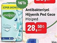 Molped Antibakteriyel Hijyenik Ped Gece 16'lı image