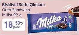 Milka Oreo Sandwich Bisküvili Sütlü Çikolata 92 g image