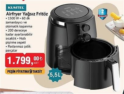 Kumtel Airfryer Yağsız Fritöz 5,5 L 1500 W image