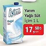 İçim Yarım Yağlı Süt 1 L image