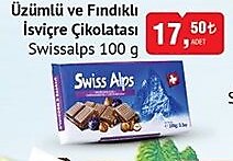 Swissalps Üzümlü ve Fındıklı İsviçre Çikolatası 100 g image