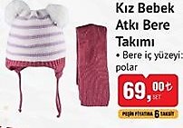 Kız Bebek Atkı Bere Takımı image