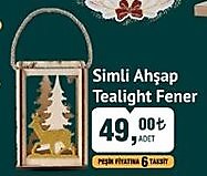 Simli Ahşap Tealight Fener image