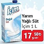 İçim Yarım Yağlı Süt 1 L image