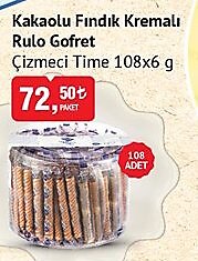 Çizmeci Time Kakaolu Fındık Kremalı Rulo Gofret 108x6 g image