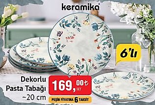 Keramika Dekorlu Pasta Tabağı 20 cm 6'lı image