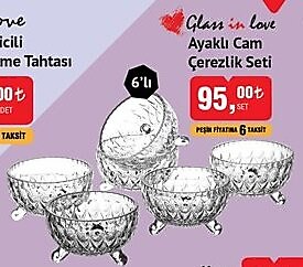 Glass In Love Ayaklı Cam Çerezlik Seti 6'lı image