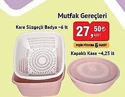 Kare Süzgeçli Badya 6 lt / Kapaklı Kase 4,25 lt image