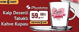 Paşabahçe Kalp Desenli Tabaklı Kahve Kupası  image