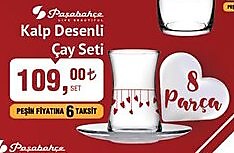 Paşabahçe Kalp Desenli Çay Seti 8 Parça image