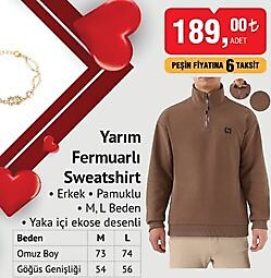 Yarım Fermuarlı Sweatshirt Erkek image