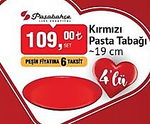 Paşabahçe Kırmızı Pasta Tabağı 19 cm image