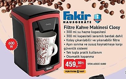 Fakir Closy Filtre Kahve Makinesi 600 W image