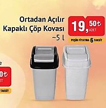 Çöp Kovası Ortadan Açılır Kapaklı 5 l image