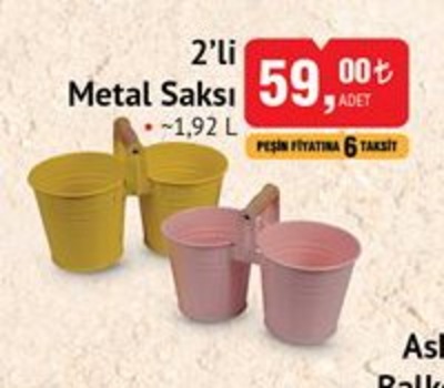 Metal Saksı 2'li 1,92 L  image