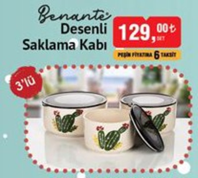 Benante Desenli Saklama Kabı 3'lü image