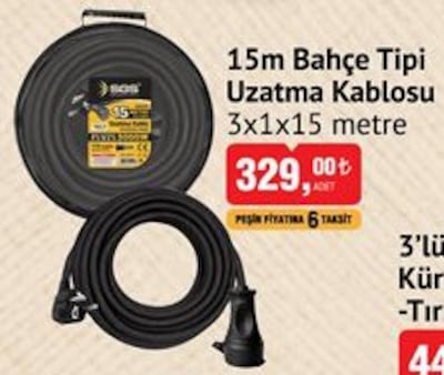 SGS 15m Bahçe Tipi Uzatma Kablosu 3x1x15 metre image