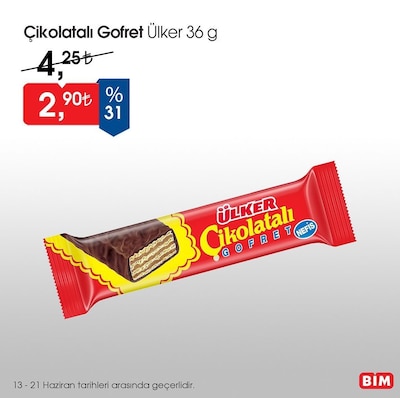 Bim Ülker Çikolatalı Gofret 36 g
