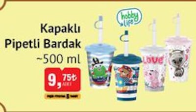 Hobby Life Kapaklı Pipetli Bardak 500 ml image