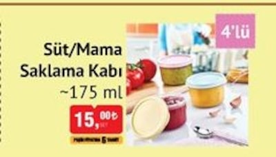 Süt/Mama Saklama Kabı 4'lü 175 ml image