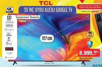 TCL 50 inç Uydu Alıcılı Google TV image